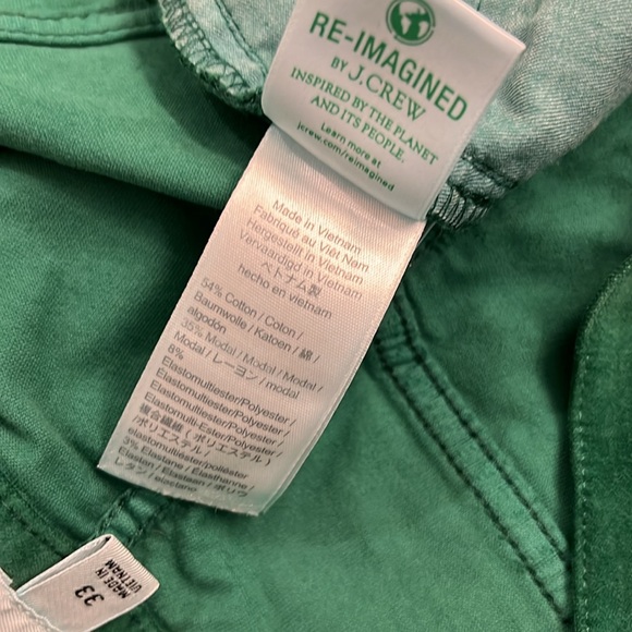J.Crew Green Velvet Vintage Slim Straight Leg Pants 33 - Picture 8 of 10